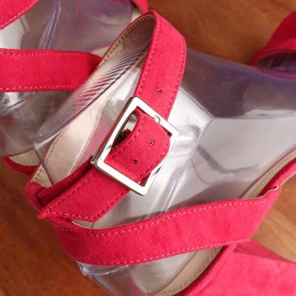 Sam Edelman Circus Heels Womens SZ 8.5 Pink Strappy Ankle Wrap Shoes Barbiecore - Picture 7 of 14